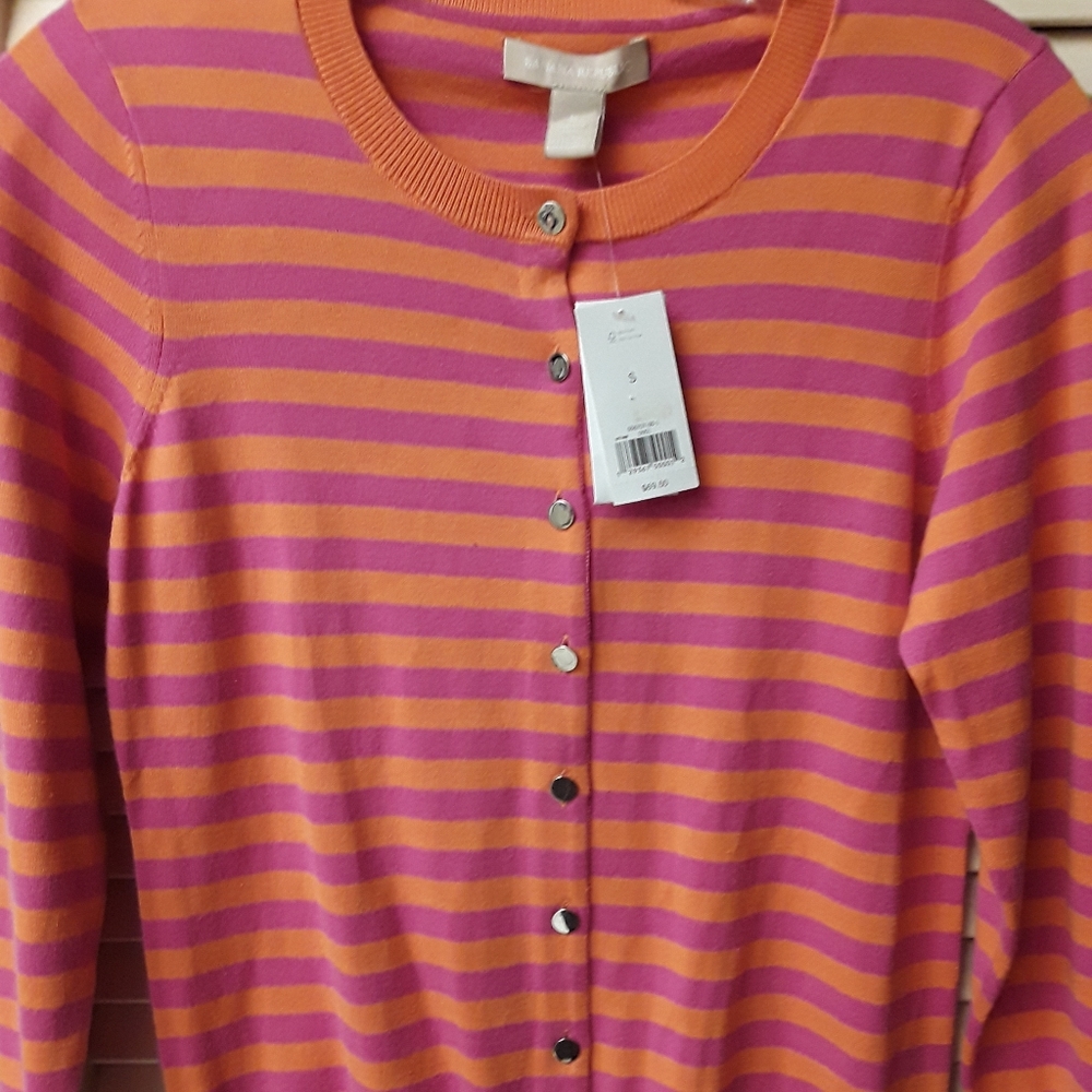 Pink Orange Buttoned Sweater Top S NWT